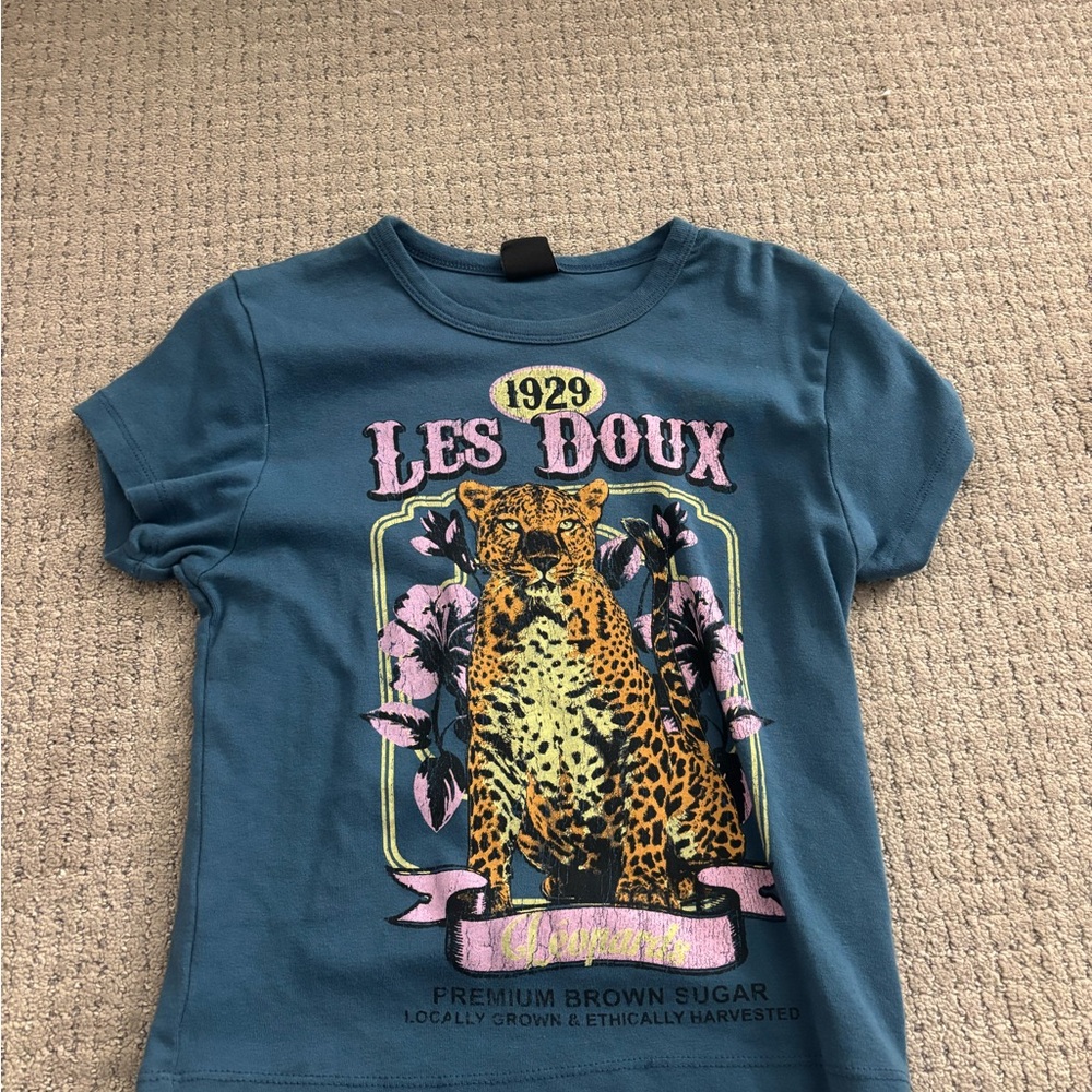 Urban Outfitters Blue Leopard Graphic Tee